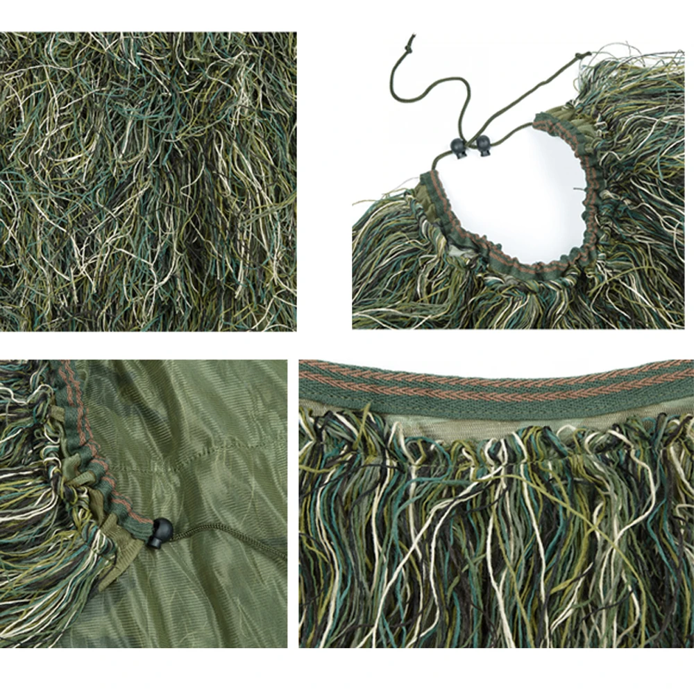 Poncho táctico Ghillie ligero para francotirador, Top para Airsoft, Paintball, traje de Poncho Ghillie, Woodland - imagen 3