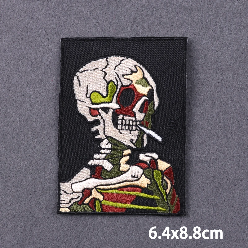 STAY POSITIVE-parches termoadhesivos para ropa, parches bordados de Calavera, insignias de terror, parches para planchar en la chaqueta - imagen 2