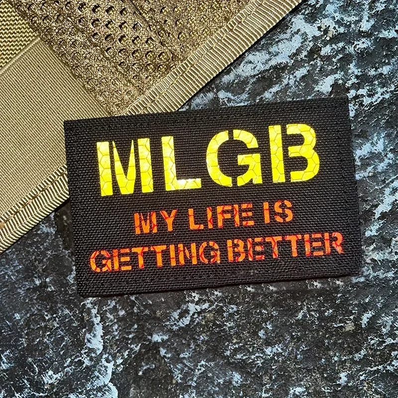 Pegatinas tácticas de mochila con citas inspiradoras, insignia de moral reflectante, Parche de gancho y bucle, grabado de MY LIFE IS GETTING BETTER - imagen 5