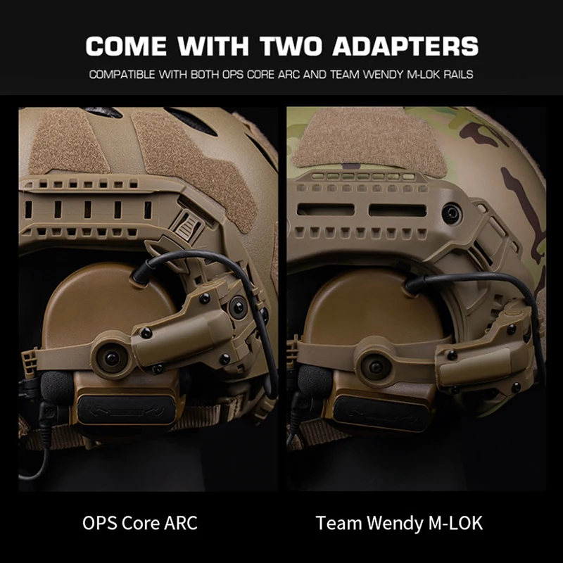 Soporte en riel para auriculares tácticos 360 °   Adaptador de soporte para auriculares serie TAC3/C, rotación para casco OPS Core ARC M-LOK - imagen 4