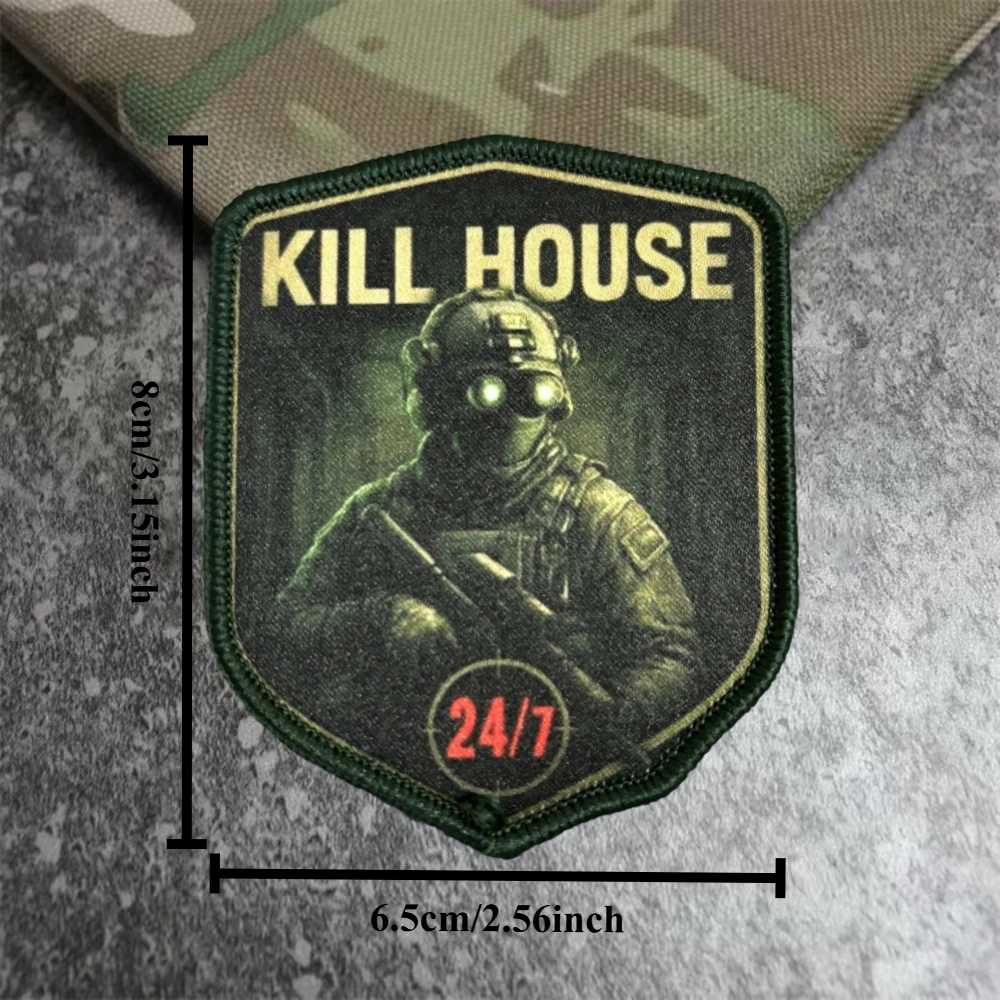 Insignia de moral impresa Kill House Warrior, parche táctico, parches de gancho y bucle, brazalete, mochila militar, pegatinas para ropa - imagen 2