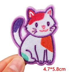 Parche termoadhesivo bordado mariposa y gato para ropa
