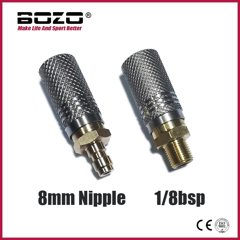Adaptador de liberación rápida de carga suave HPA de aire extendido, accesorios para pezones macho de 8mm, 1/8BSPP(G1/8)