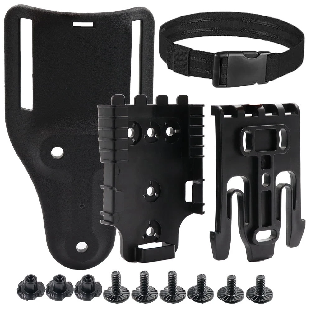 Kit de sistema de bloqueo rápido QLS, adaptador de funda para pierna caída, lazo para cinturón de paseo medio con horquilla de bloqueo y placa receptora