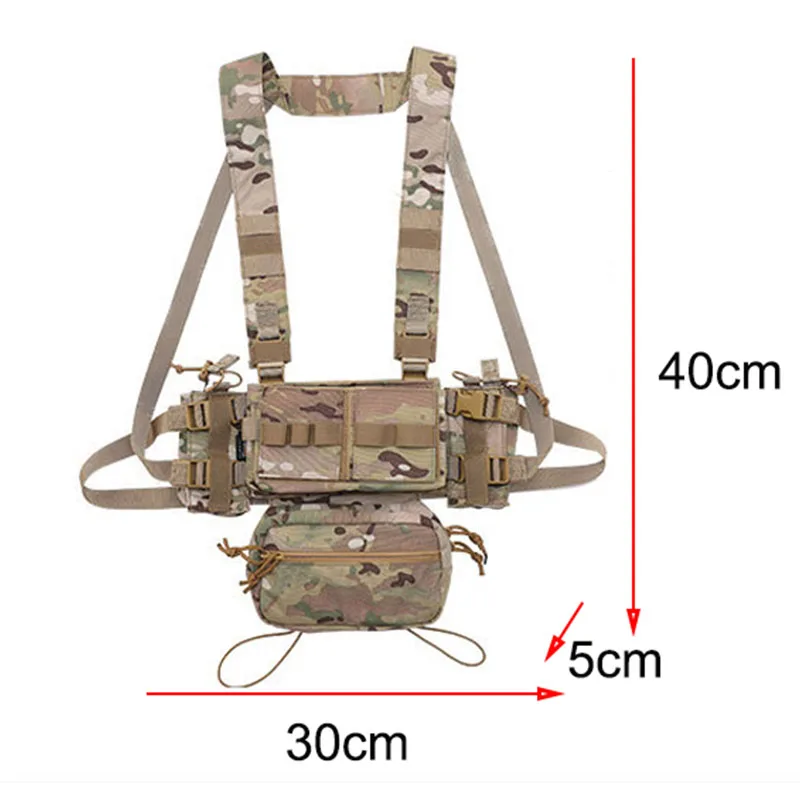 Chaleco táctico Molle de aparejo de pecho con accesorios, bolsa militar CS Wargame Airsoft H arnés, funda frontal, bolsa de cintura - imagen 5