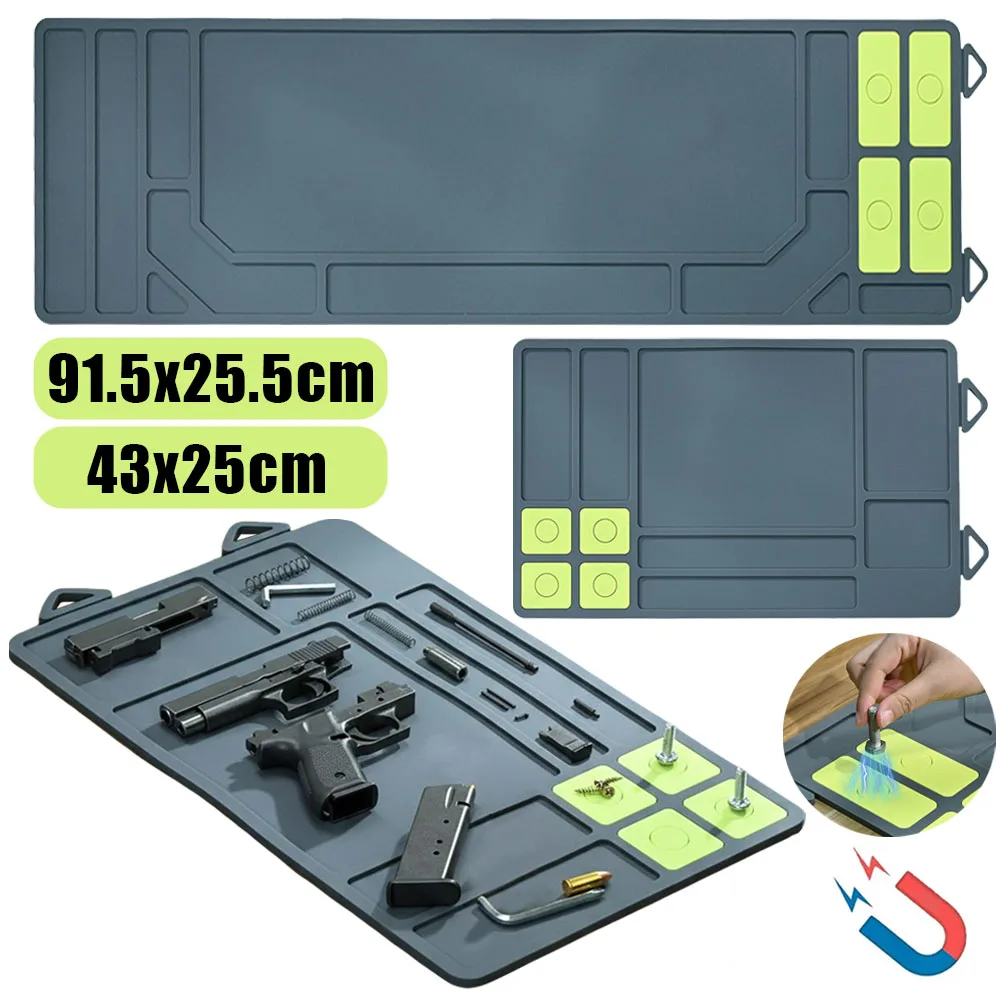 Estera de limpieza de pistola táctica, estera de mantenimiento de limpieza de escopeta de Rifle, almohadilla de limpieza de pistola de goma magnética, estera protectora de banco de trabajo