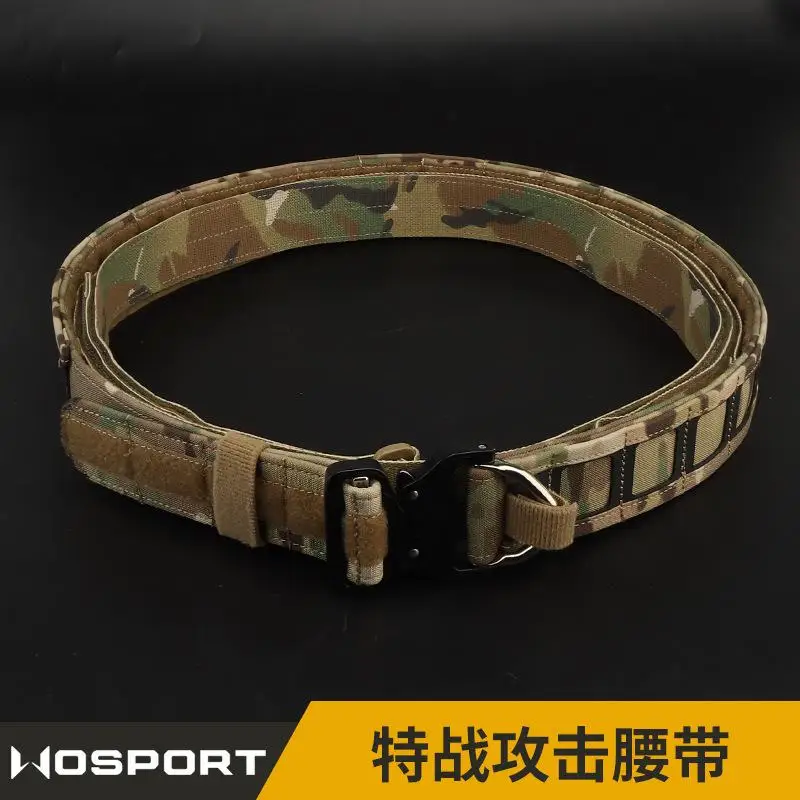 Cinturón de camuflaje de ataque especial, equipo táctico, hebilla de Metal de liberación rápida montada MOLLE, tres capas para uso diario - imagen 4