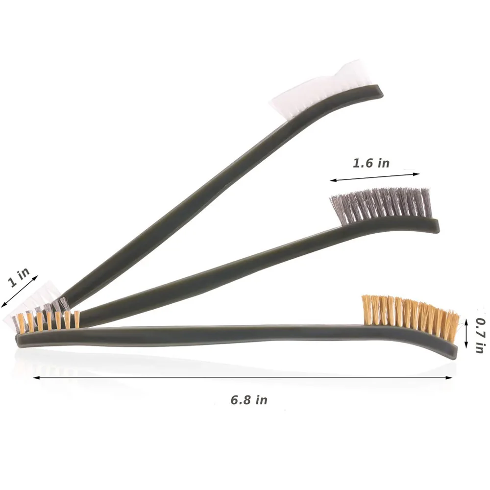 Juego de 7 Uds de cepillos de limpieza para pistola, Rifle, juego de limpiador de pistola Universal, limpieza de pistola de caza de nailon y acero de latón de doble punta - imagen 4