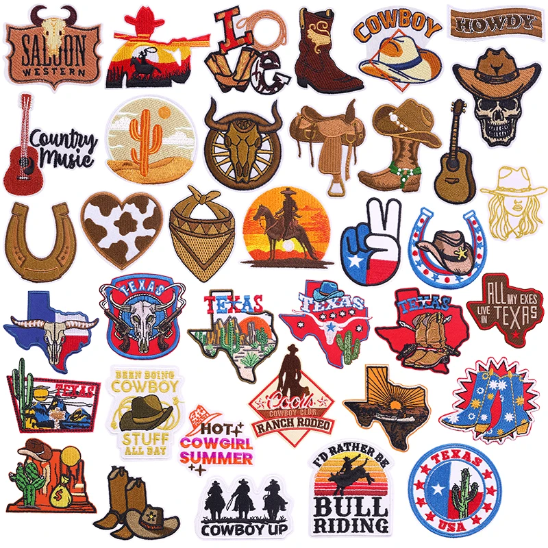 Parches termoadhesivos para planchar de vaquero occidental para ropa, parche para sombrero de camionero, parches bordados de costura en decoración de gorra vaquera - imagen 2