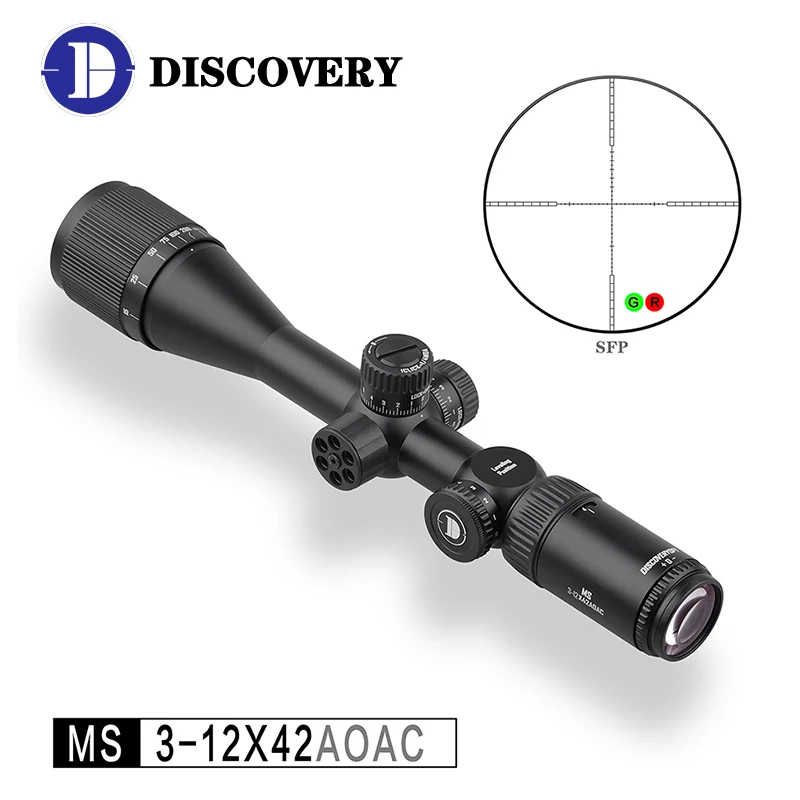 Discovery MS 3-12x42AOAC caza primavera mira telescópica óptica a prueba de golpes alcance verde rojo iluminado vidrio grabado retícula táctica