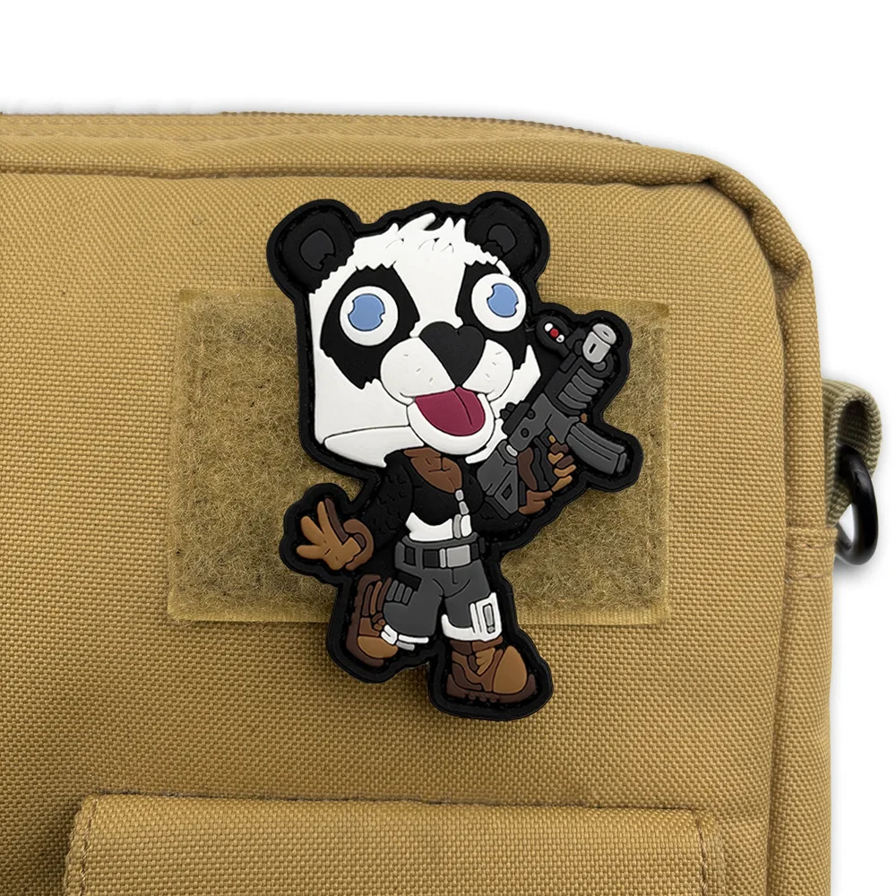 Parche de guerrero Robot, insignia de moral militar, Panda táctico, parches de gancho y bucle de PVC personalizados para ropa, pegatina decorativa para mochila - imagen 2