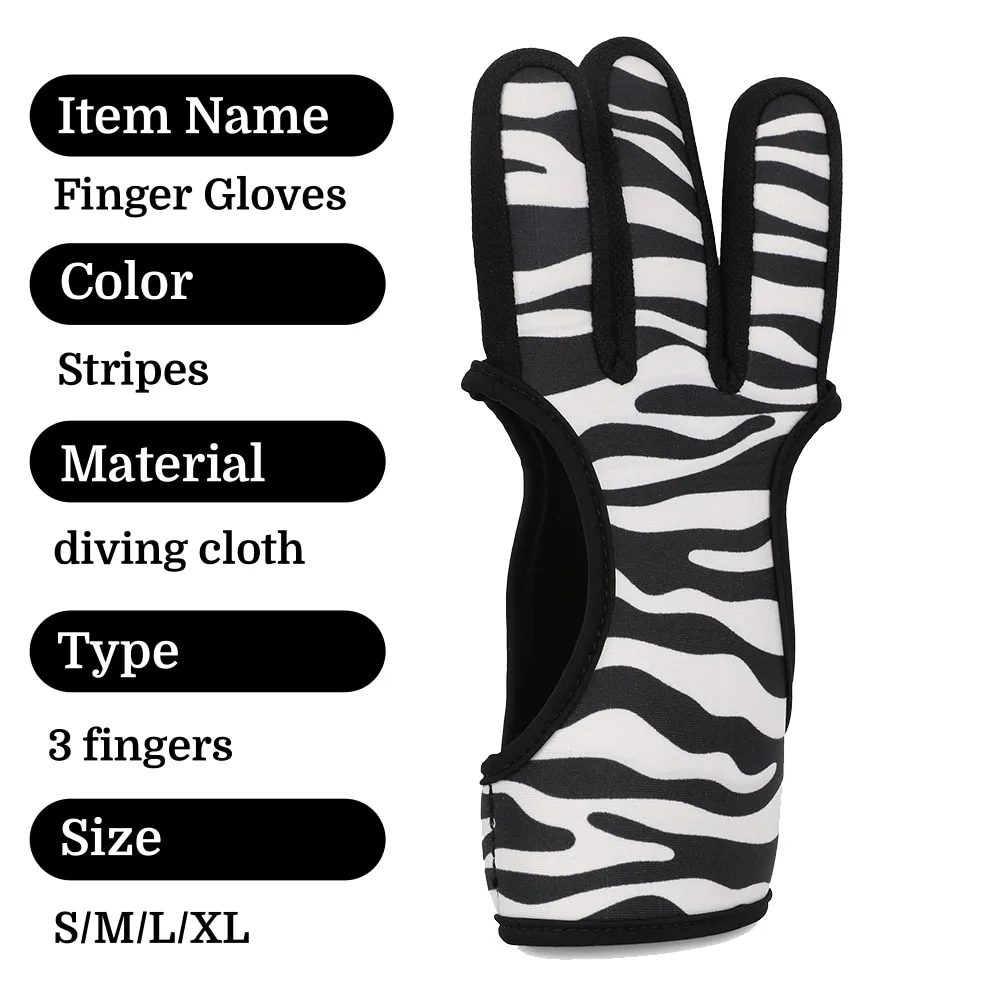 Pestaña de dedo de camuflaje/rayada, protector de 3 dedos, tela de buceo, equipo de protección, arco recurvo, arco tradicional, tiro, objetivo de caza - imagen 2