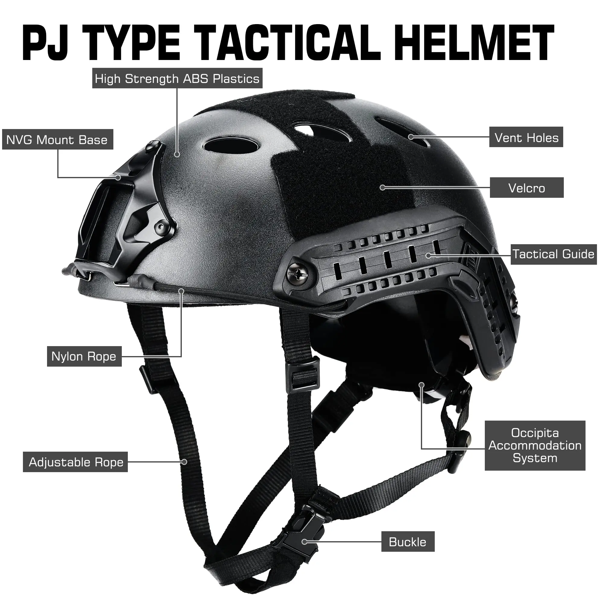 AQzxdc Casco táctico rápido Airsoft con máscara de malla, casco de Paintbal tipo PJ con soporte NVG para deportes al aire libre, juego CS - imagen 5