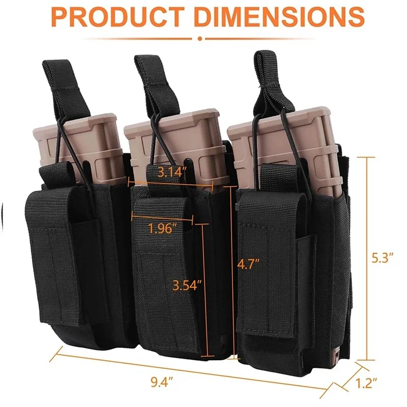 Bolsa Molle Mag 1000D con tapa abierta, soporte Triple para revista, soporte para Rifle, pistola, Mag Carrier para M4 M16 AK AR Glock M1911 9mm - imagen 2