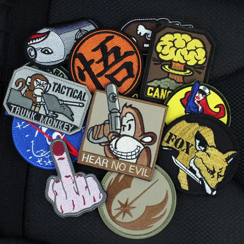 Brazalete 3D para exteriores, parche bordado, insignia de abanico militar, eliminación de objetivo, mochila táctica, pegatina, parches para ropa - imagen 3