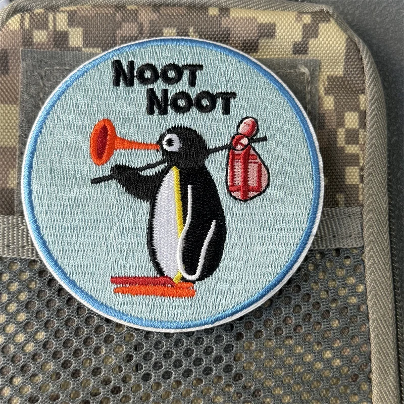 Parche "cute pingüino", insignia de moral táctica, gancho bordado y bucle, mochila, ropa, accesorios decorativos, pegatina, brazalete - imagen 2