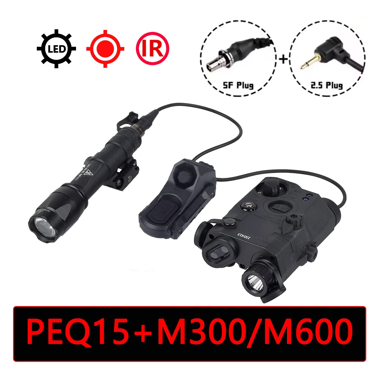 Táctico Airsoft PEQ-15 PEQ15 punto rojo verde azul luz de relleno IR indicador láser armas luz de explorador LED linterna estroboscópica PEQ