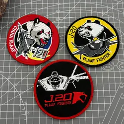 Accesorios para bolsas al aire libre: insignia de Panda de aviación J20, brazalete creativo, bordado, mochila de moral, parche de gancho y bucle