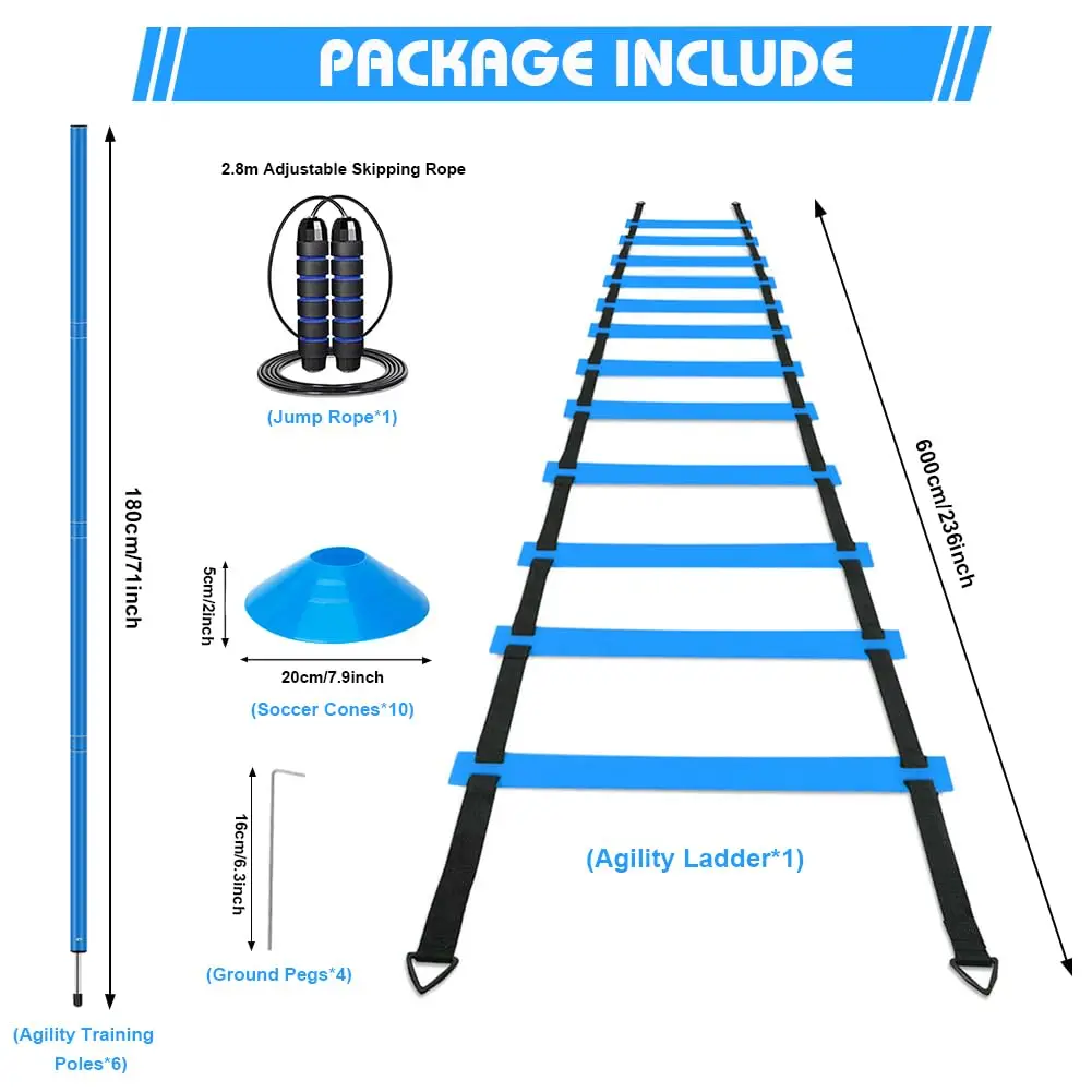 Kit entrenamiento agilidad fútbol – Postes slalom escalera y conos - imagen 2