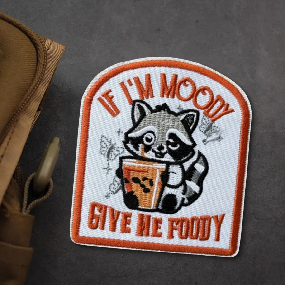 Parche táctico Give Me Foody Raccoon, parches bordados con gancho y bucle divertidos, insignia de moral, brazalete del ejército militar, pegatinas para mochila