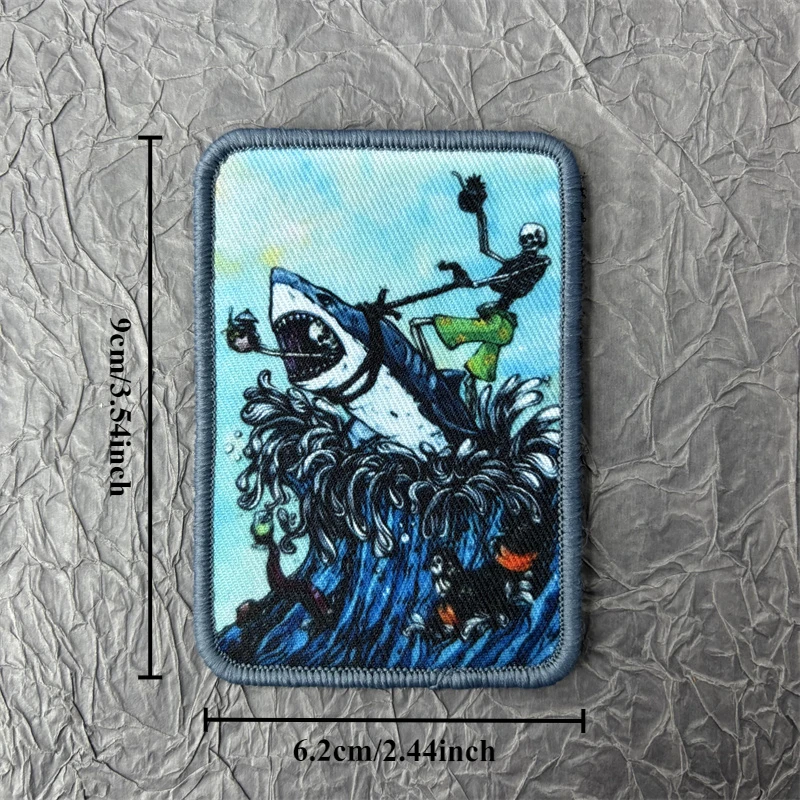 Insignias de moral táctica "Shark Rider", parches para ropa, gancho y bucle, parche estampado militar, brazalete, pegatina para mochila - imagen 2