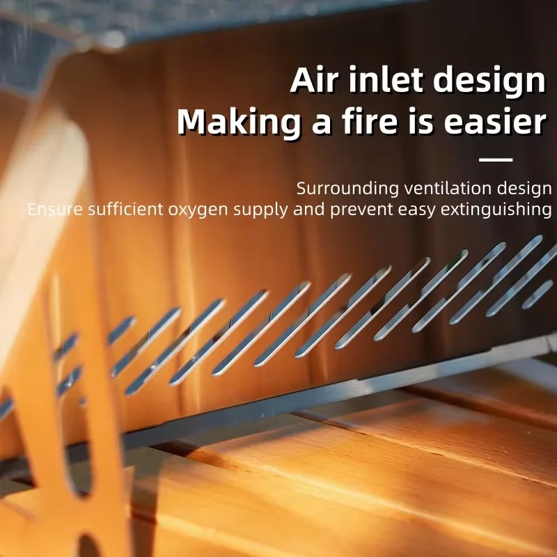 Estufa de leña plegable para exteriores, quemador de acero inoxidable, estufa de barbacoa, suministros de Camping, estufa de carbón portátil - imagen 2