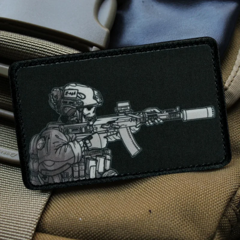 Emblema de línea de visión, diseño de soldado, insignia de moral, parches militares tácticos para ropa, mochila militar, pegatina de gancho y bucle impresa - imagen 4