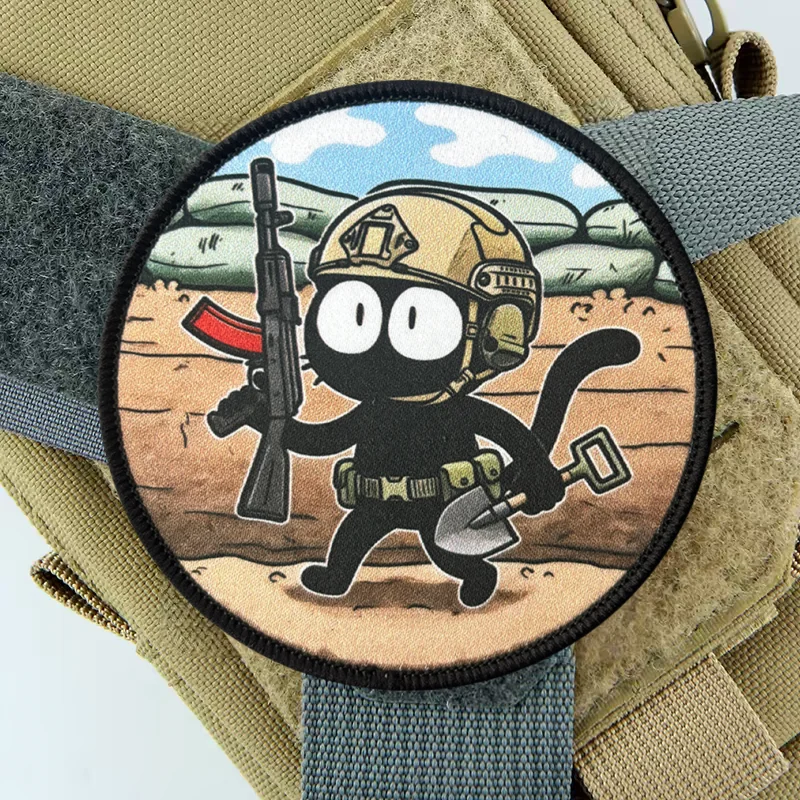 Parche táctico gato negro con gancho y bucle para mochila militar