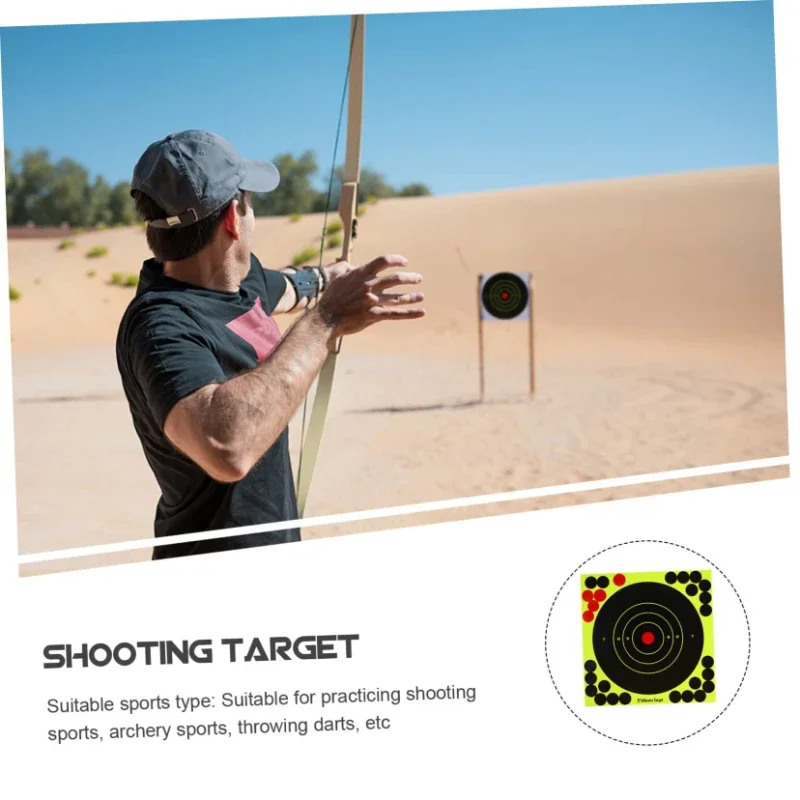 50 Uds. De pegatinas de destino altamente visibles, 20cm/8 pulgadas, autoadhesivas, práctica de tiro, papel de destino, etiquetas adhesivas de entrenamiento para tiro - imagen 5