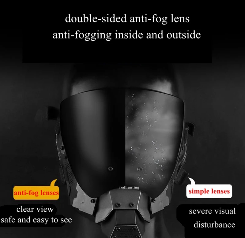 Máscara de cara completa táctica para motocicleta al aire libre, máscara transpirable a prueba de viento, casco de Motocross, máscara de calavera con lentes antirana de silicona - imagen 4