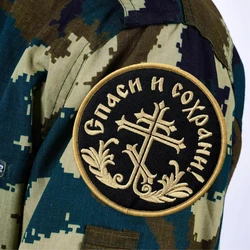 "Save and Bless" Chevron Cross Morale Tactical Patch Military Army Backpack Sticker Embroidered Hook & Loop Patches for Clothing