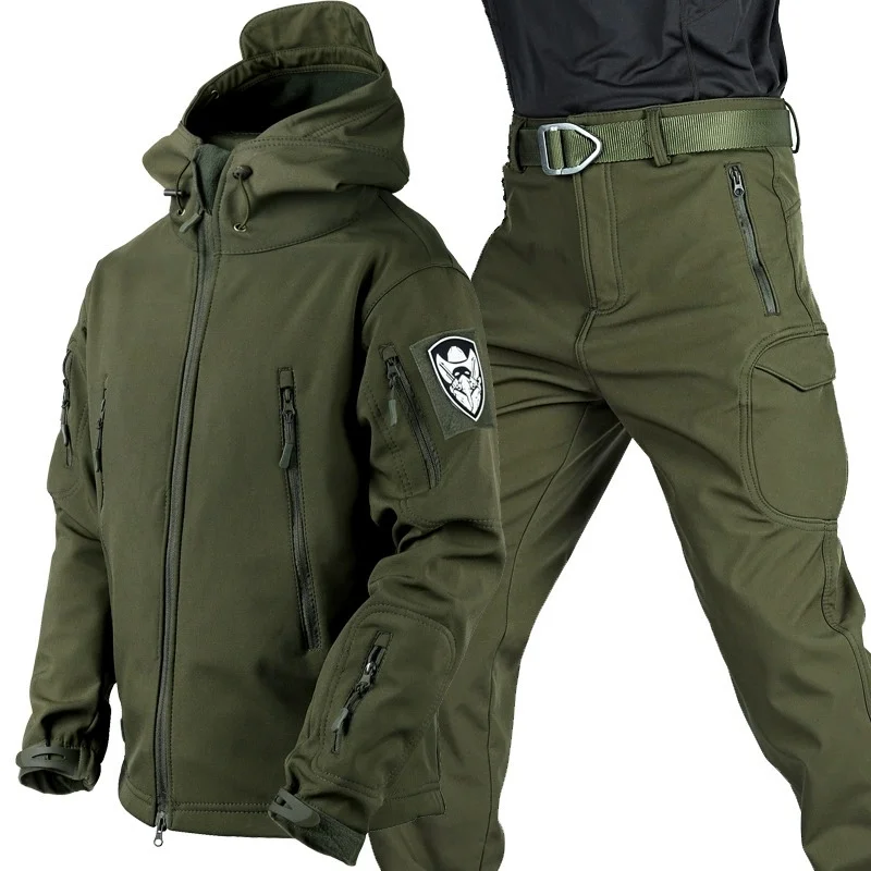 Conjunto de chaqueta táctica de camuflaje Softshell para hombre, cortavientos para acampar, ropa de senderismo impermeable, chaqueta de lana para exteriores - imagen 2