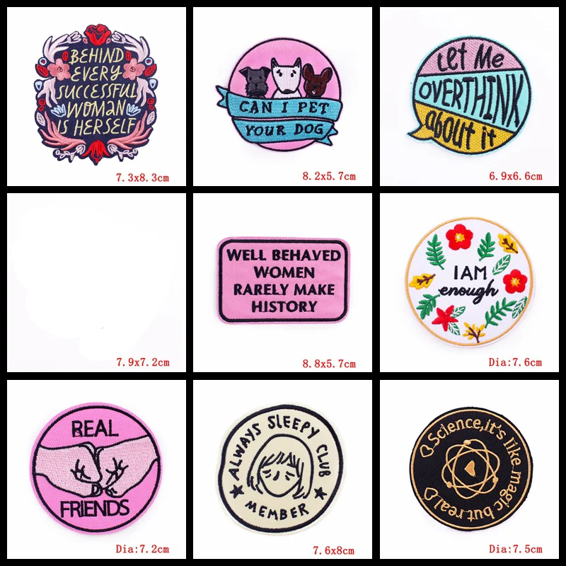 Prajna-parches bordados de dibujos animados para planchar en la ropa, insignias redondas, 10 piezas - imagen 3