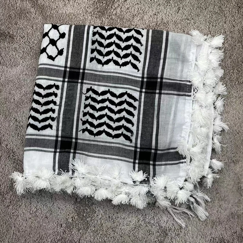 Q actividades al aire libre turismo camping tejido bufanda con borlas árabe Shemagh Keffiyeh bufanda CSscarf desierto senderismo pañuelos masculina - imagen 4