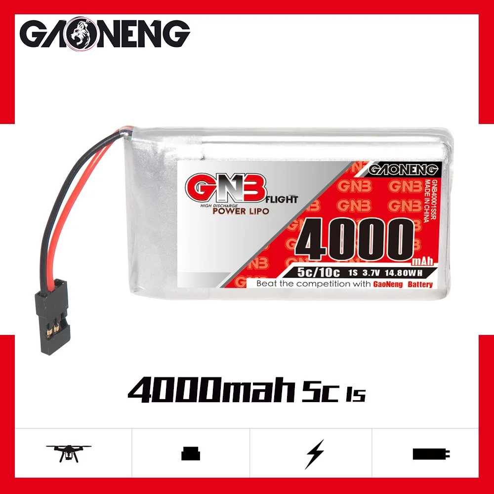 Batería Lipo GNB MAX 10C 1S 3,7 V 4000mAh con paquete transmisor de enchufe JR para plantilla de Control remoto Sanwa M17 RC - imagen 2