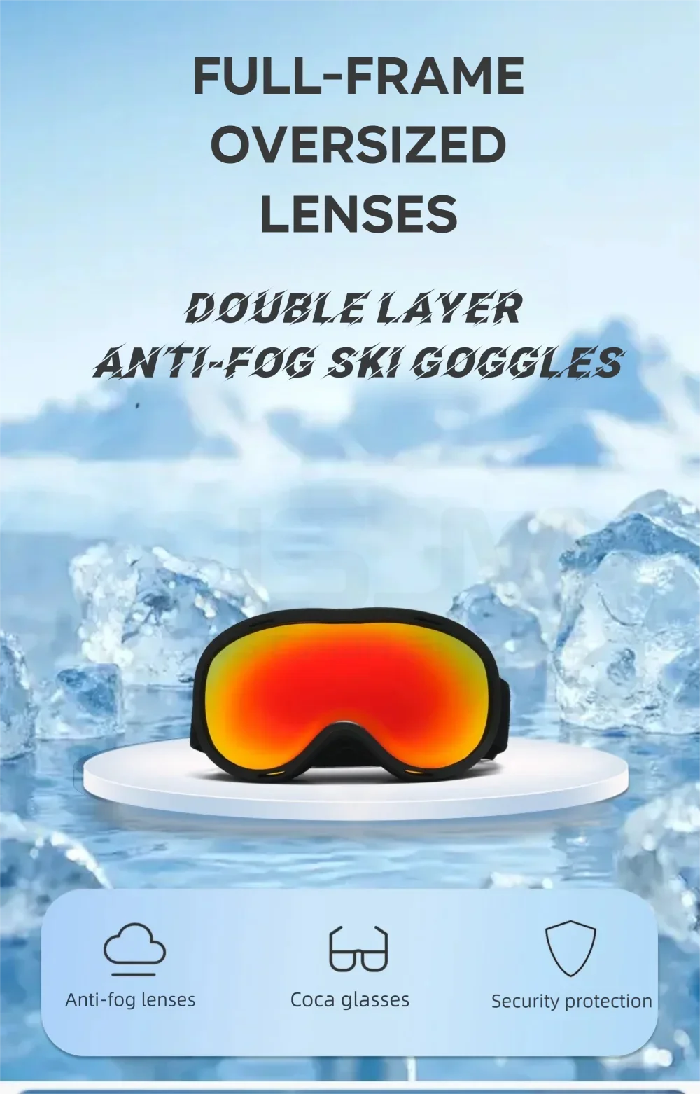 JSJM gafas de esquí antiniebla profesionales, gafas de Snowboard para deportes al aire libre, gafas de esquí de doble capa para hombres y mujeres, máscara, regalos de navidad - imagen 4
