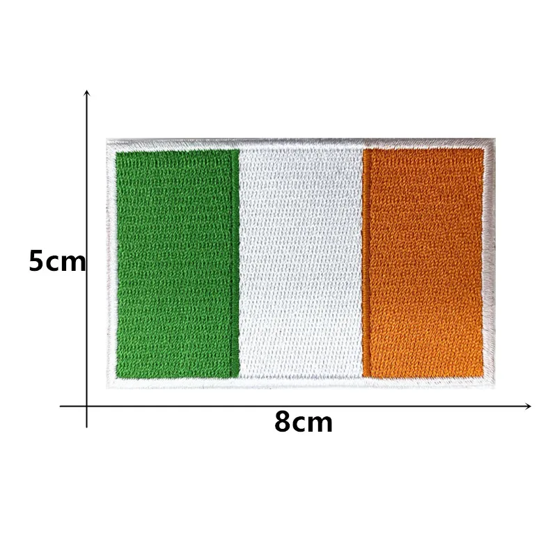 Brazalete con bandera de Irlanda, parche bordado con gancho y bucle o hierro, insignia bordada, tela, raya moral militar, 1 ud. - imagen 2