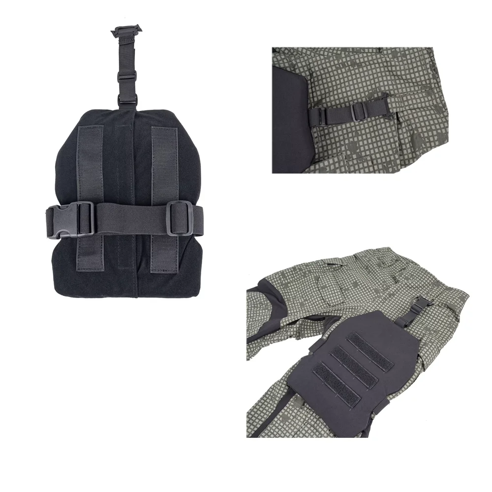 Protección para muslos MOLLE de caza táctica con tabla y panel