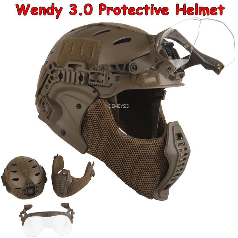 Casco táctico Wendy 3,0 protección completa Airsoft equipo para la cabeza tiro al aire libre caza Paintball Wendy cascos deportivos medio cubiertos - imagen 2