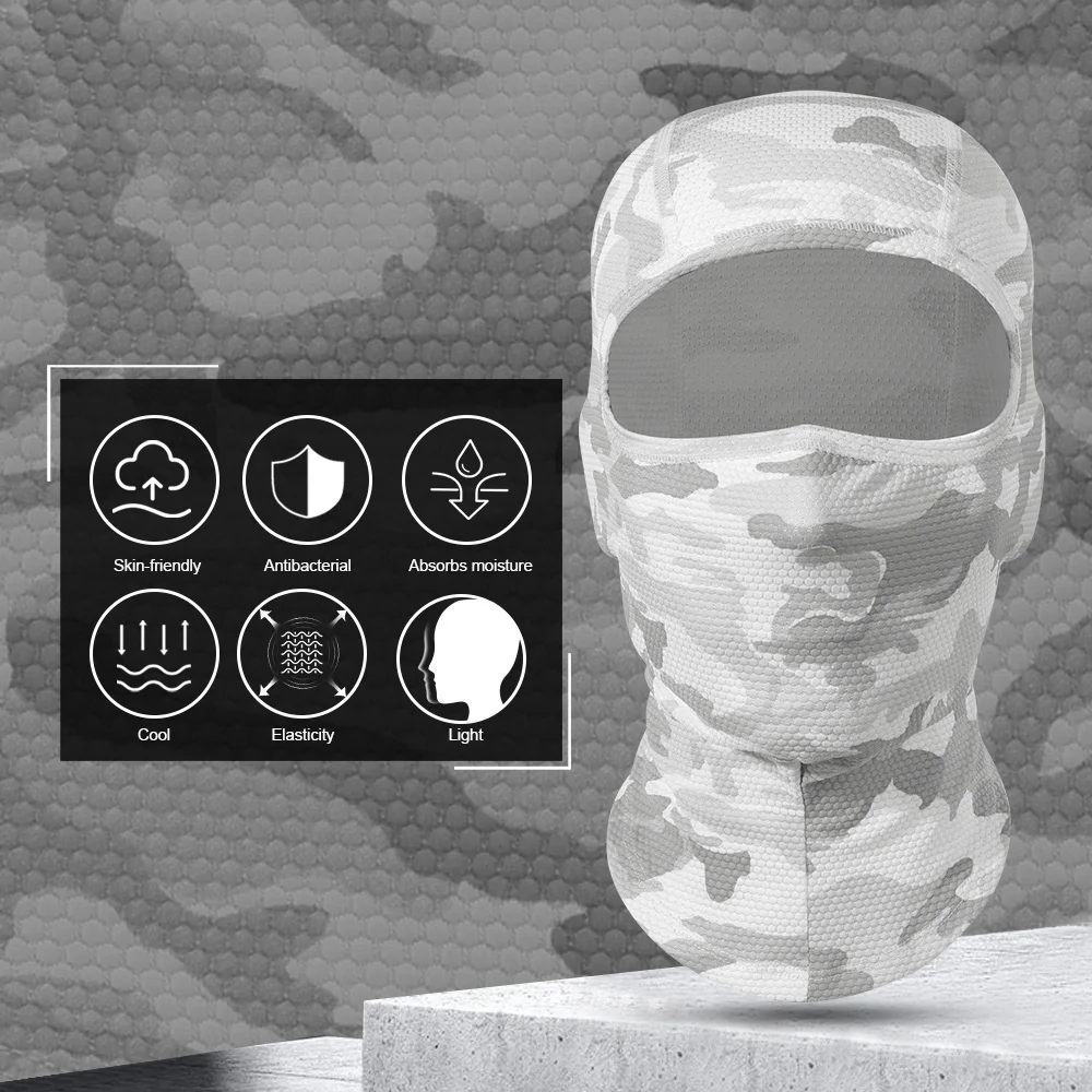 Pasamontañas de camuflaje, bufanda facial fresca con hielo, protección UV, máscara facial completa transpirable para senderismo, correr, acampar, deportes al aire libre - imagen 2
