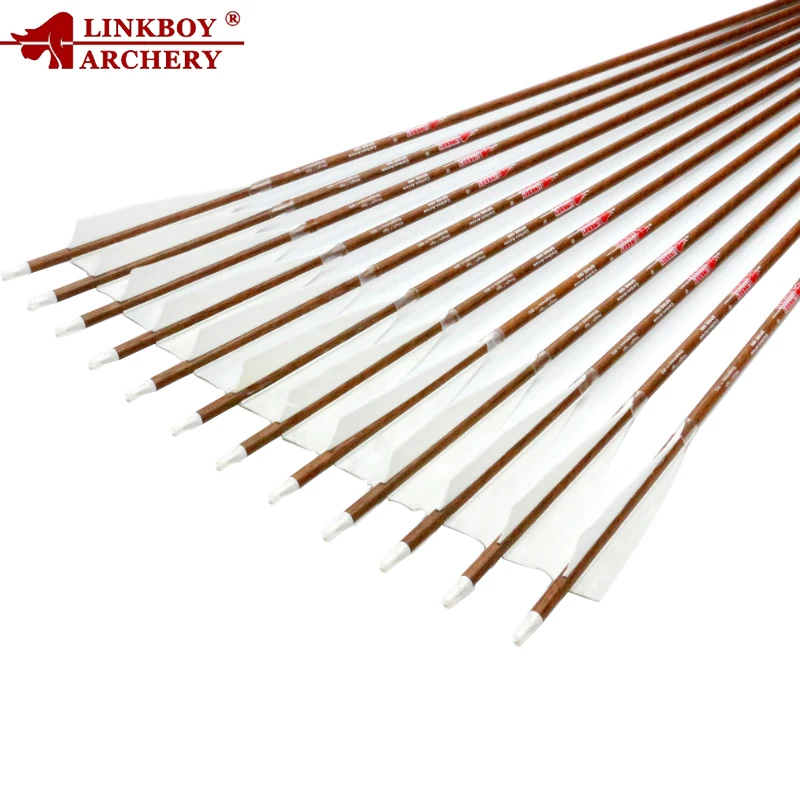 12 flechas de carbono de piezas id6.2 mm, compuesto de plumas de pavo de 4 pulgadas, arco tradicional, flechas de caza, accesorios de tiro con arco - imagen 2