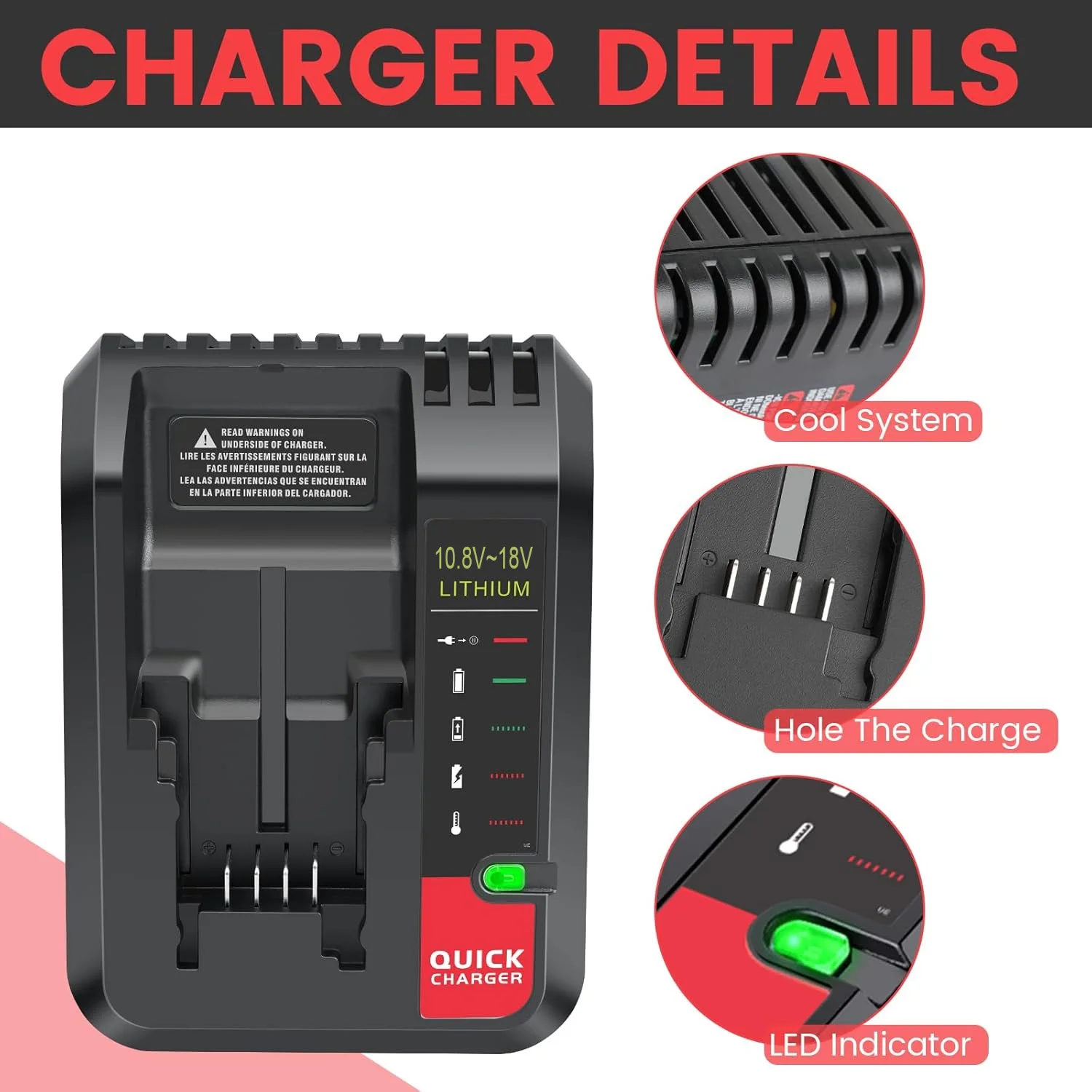 Cargador de batería de litio 2A, carga rápida para Black And Decker Stanley modelo LBXR20 LBXR20B ASL186K ASL188K 18V herramientas 10,8-18V - imagen 4