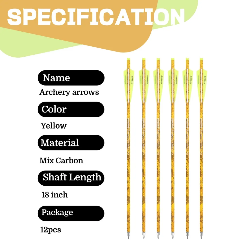 Tiro con arco Flecha de carbono mixto Flecha corta Punta de flecha de grano de 125 OD 8,8 mm Eje de flecha para arco al aire libre Caza Alcance de tiro, 12 piezas - imagen 2