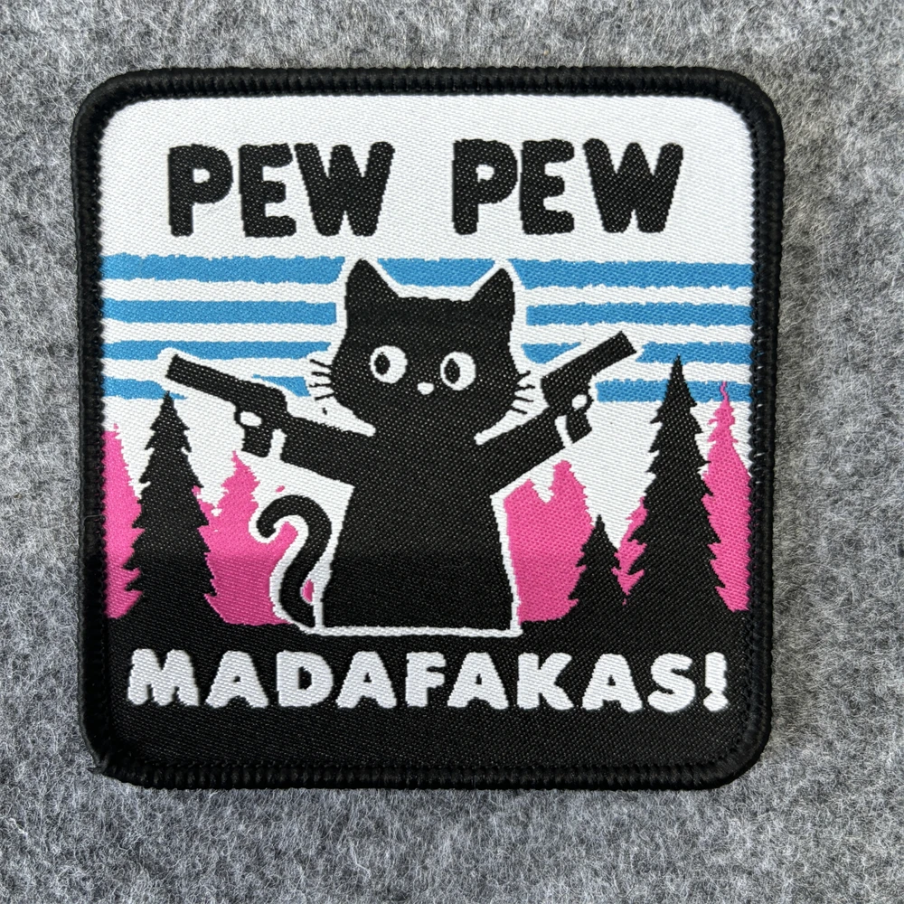 Parche táctico Pew Madafakas Cat Morale, emblema con gancho estampado bonito, doble arma, chaleco de gato negro, brazalete, pegatina para mochila militar - imagen 4
