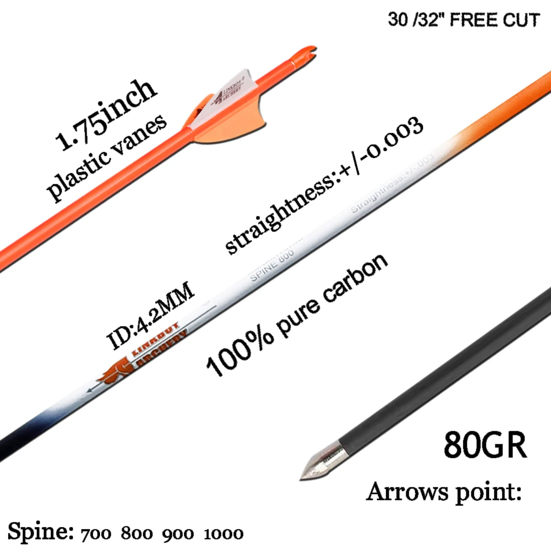 Linkboy Archery Flechas carbono para arco recurvo caza - imagen 2
