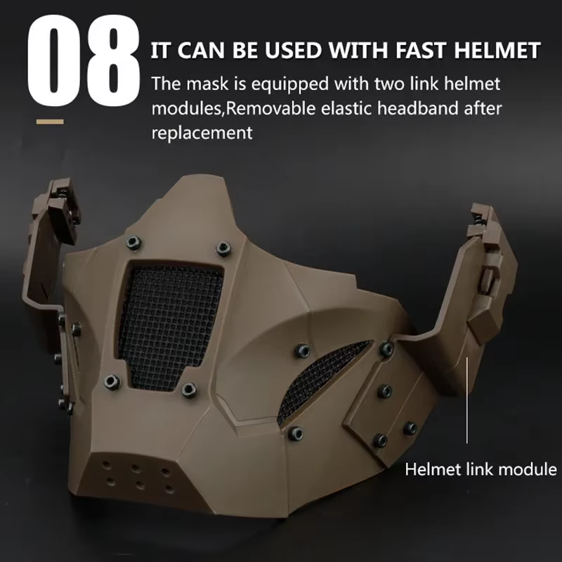 Máscara de caza de Paintball Airsoft, máscara de media cara de combate táctico, máscara protectora para juegos de guerra, uso con casco rápido o un solo uso - imagen 5