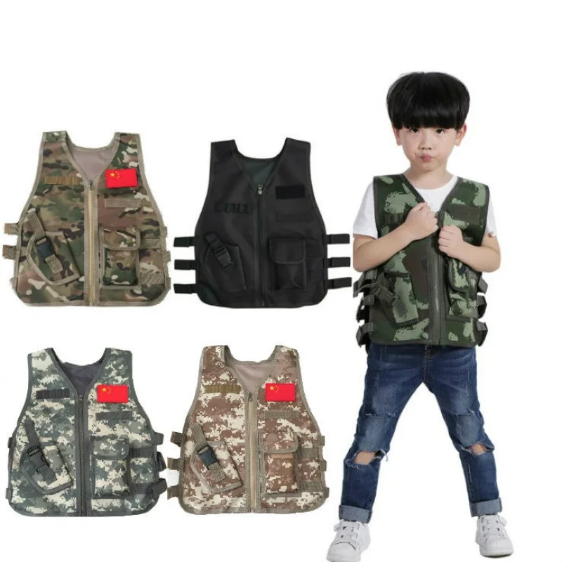 Chaleco de francotirador militar táctico del ejército para niños, uniforme de camuflaje de caza, ropa de combate en la jungla, chaleco de juego CS para niños - imagen 3