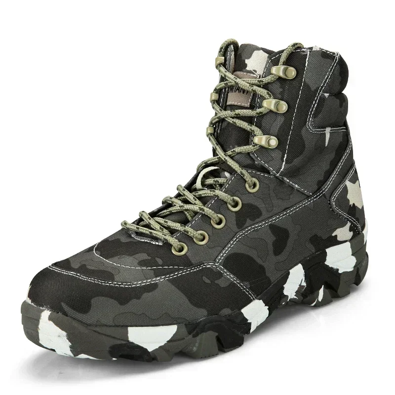 Botas de combate de camuflaje para exteriores para hombre, botas impermeables de lona para senderismo, botines de combate en el desierto, zapatos de trabajo para hombre - imagen 2