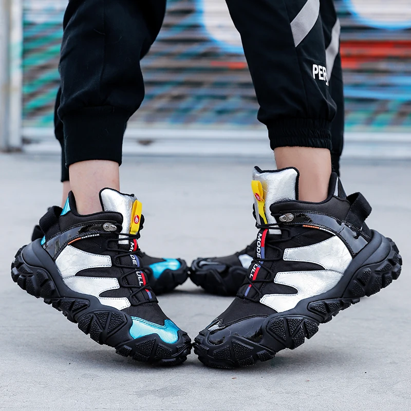 MODE FULL Zapatos de senderismo al aire libre, zapatos de trekking para hombre, botas de cuero coloridas de alta calidad para otoño e invierno, zapatillas impermeables para mujer - imagen 5