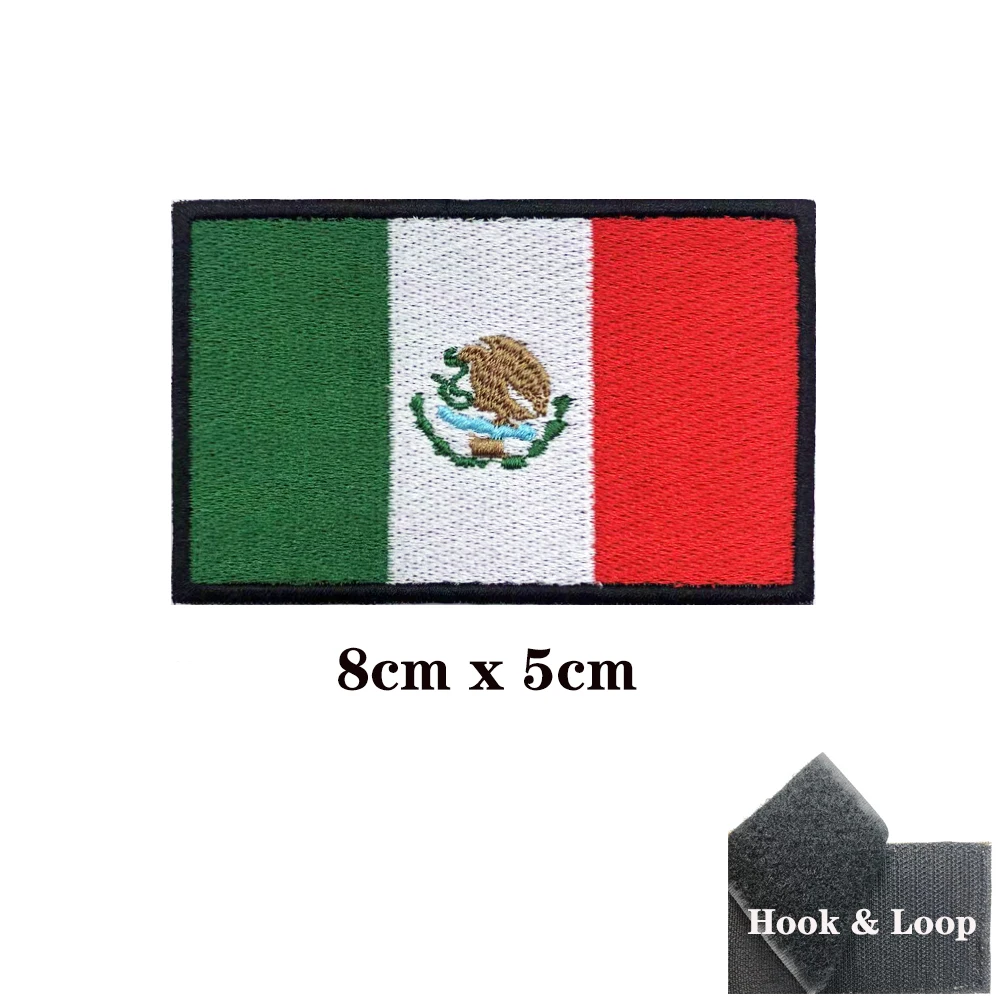Parches de bandera mexicana de México, brazalete, parche bordado, gancho y bucle, insignia bordada con hierro, raya militar - imagen 3